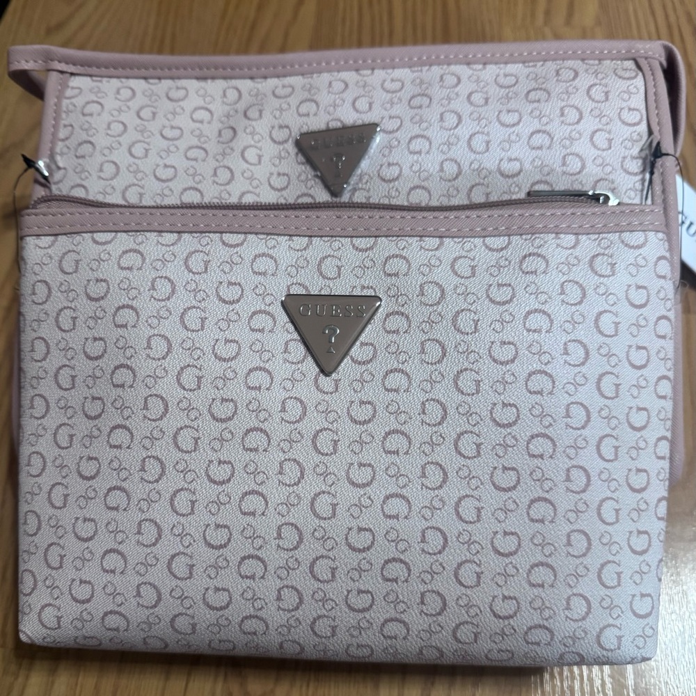 Guess Light Blush Pink Junction Travel Cosmetic Pouches (Set of 2)